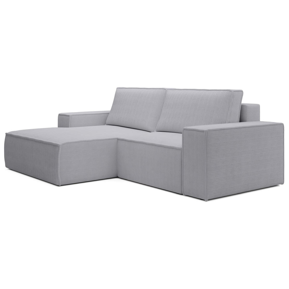 ECKSOFA Farese Mini mit Cordbezug Hellgrau, links - Hellgrau/Schwarz, Textil (240/167cm) - Selsey