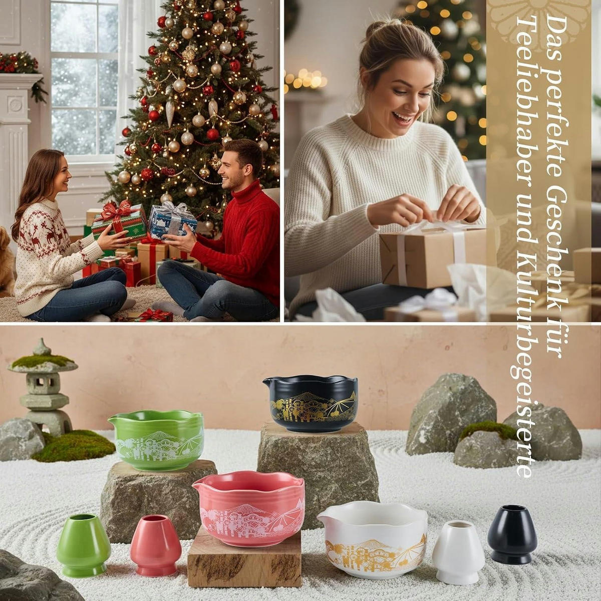 MATCHA Set 5-teiliges Set Berg Fuji Design Schwarz - Schwarz, Keramik (13.4/6.6/13.4cm)