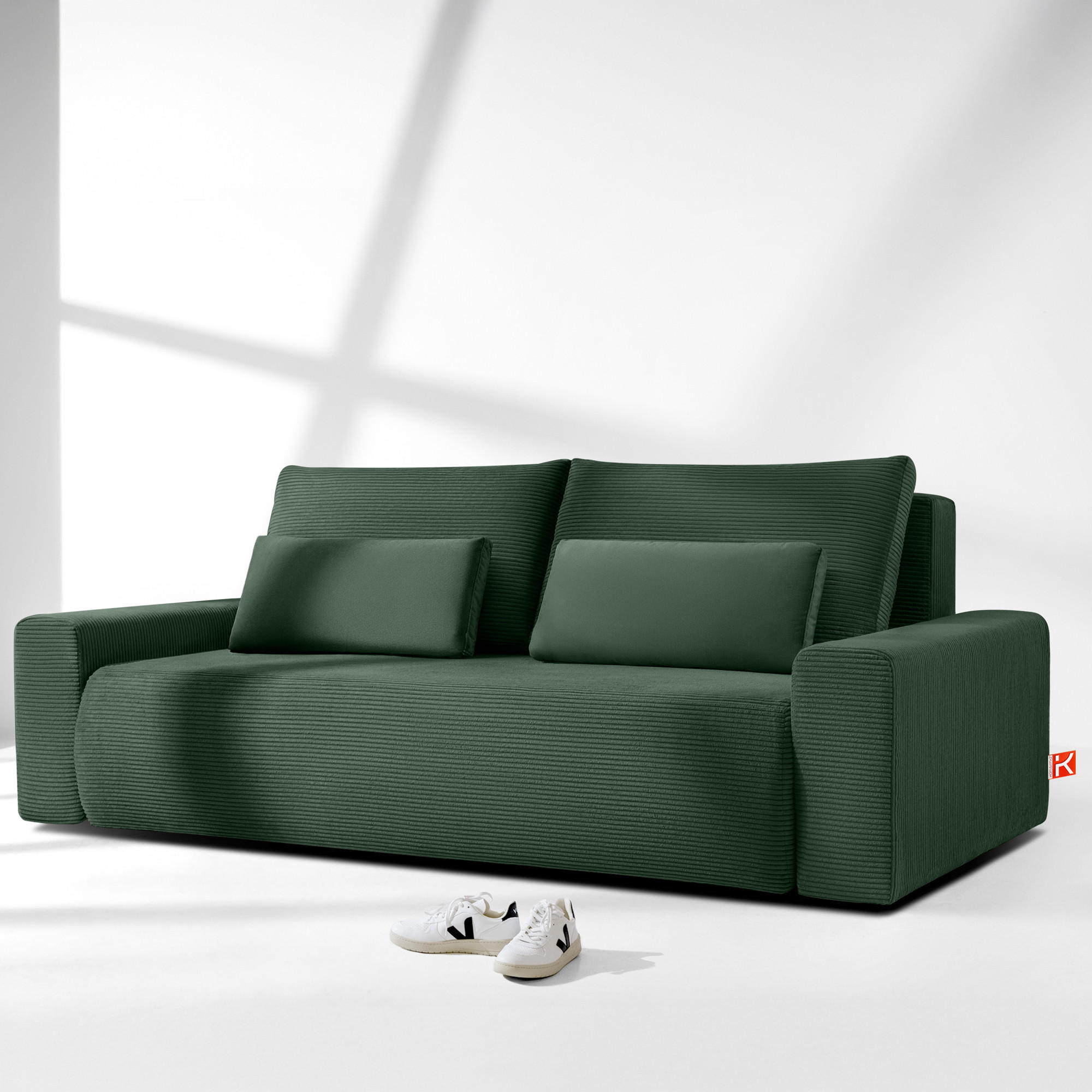 3-SITZER SCHLAFSOFA MOLLIS, Corduroy, Dunkelgrün - Dunkelgrün, Holz/Holzwerkstoff (250/93/108cm) - KONSIMO®