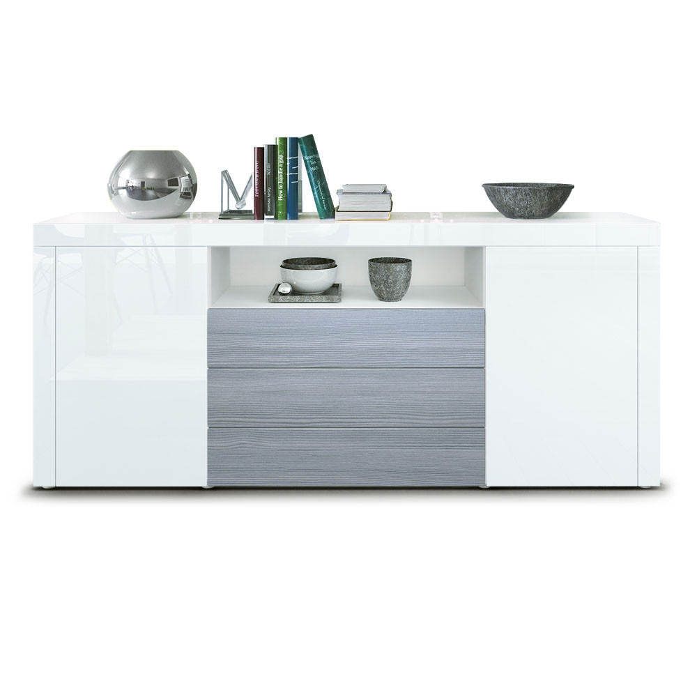SIDEBOARD Santiago Weiß Hochglanz / Avola-Anthrazit - Weiß Hochglanz, Holzwerkstoff (167/72/35cm) - Vladon