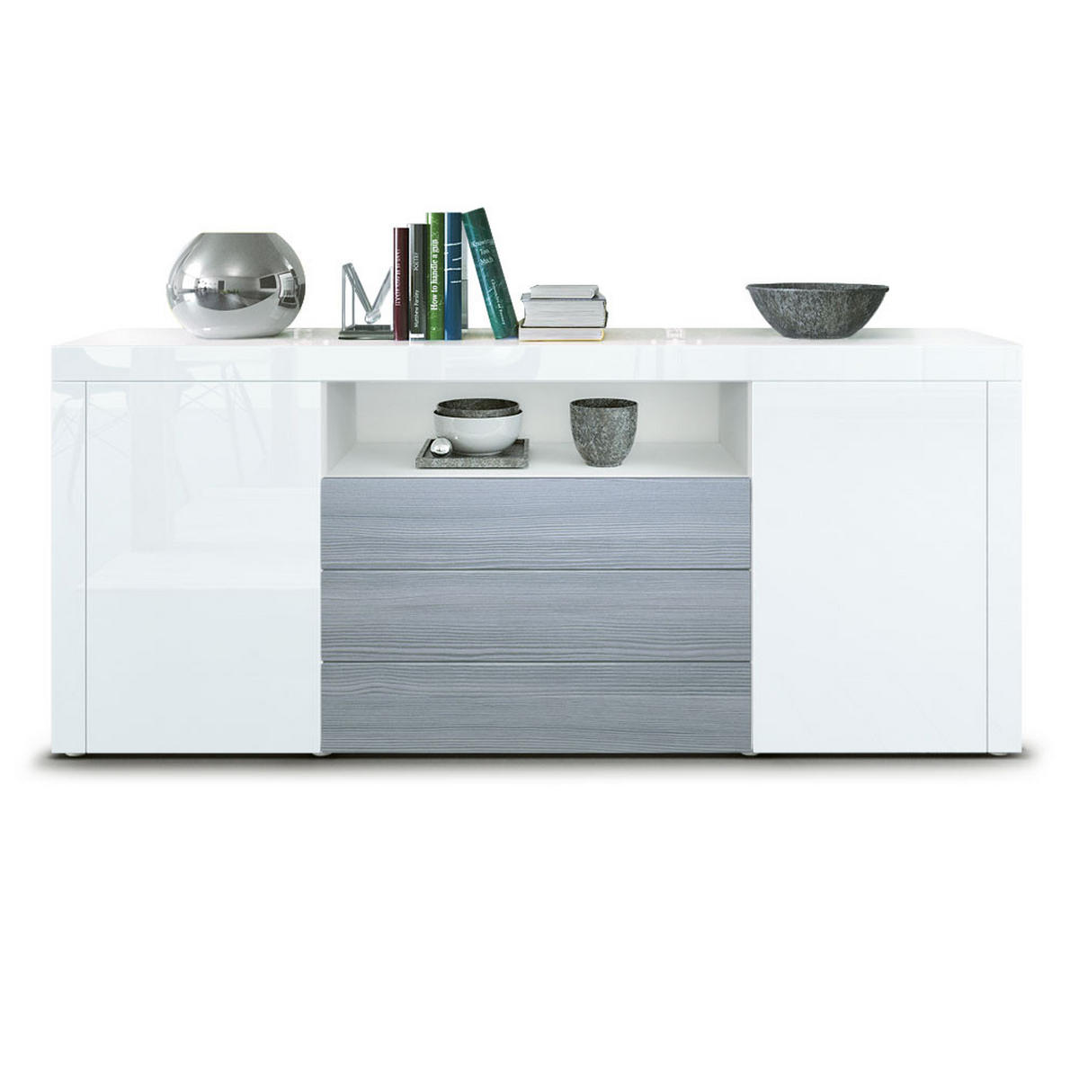 SIDEBOARD Santiago Weiß Hochglanz / Avola-Anthrazit - Weiß Hochglanz, Holzwerkstoff (167/72/35cm) - Vladon