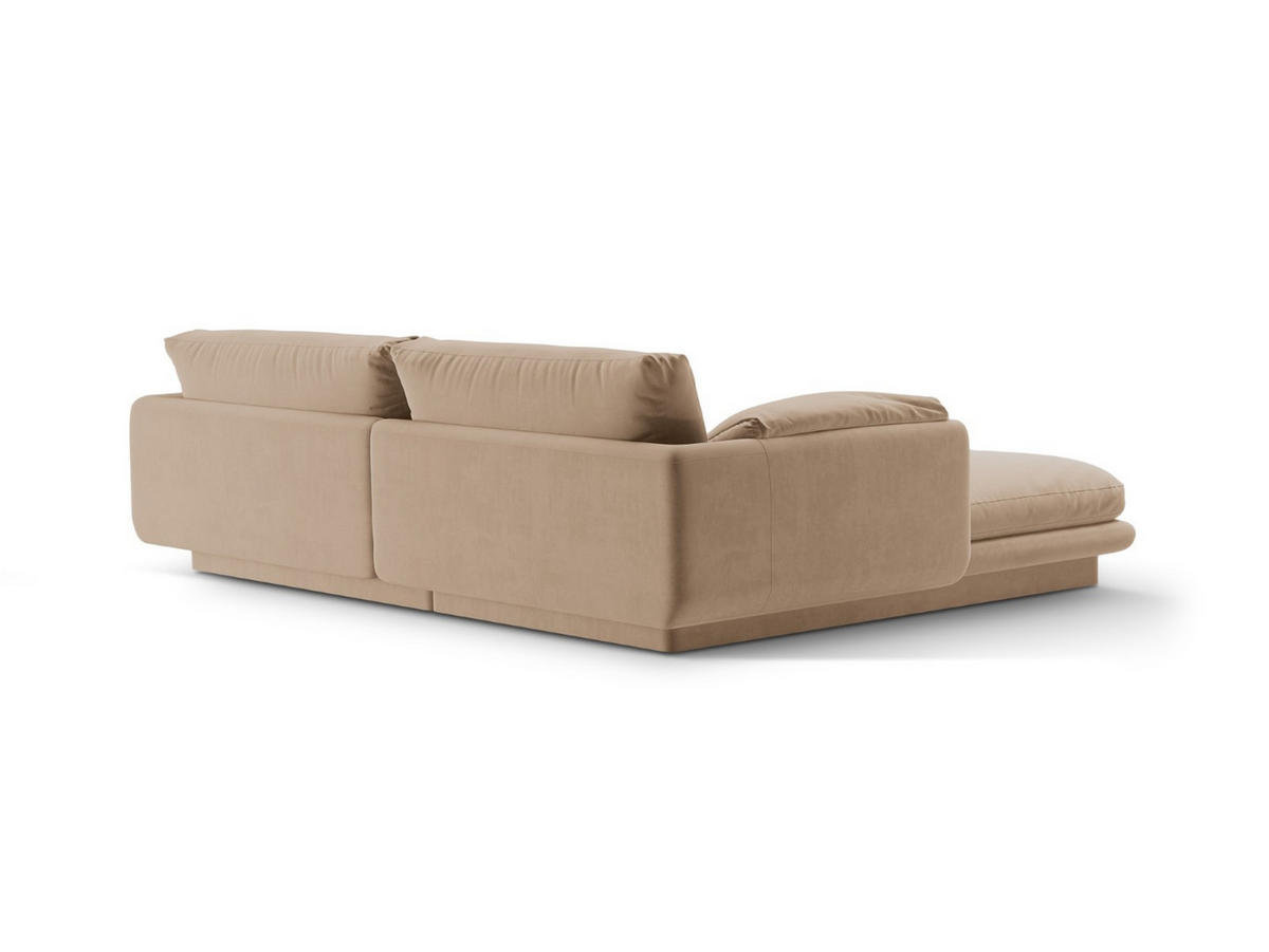 ECKSOFA rechts Torino aus Samt sandfarben 3 Sitzplätze - Sandfarben, Textil (170/220cm) - Micadoni
