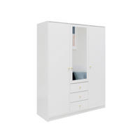 DREHTÜRENSCHRANK GALIO 149/200/57,5 cm 3-türig mit Spiegel Weiß - Weiß, Holzwerkstoff (149/200/57.5cm) - MASSENO