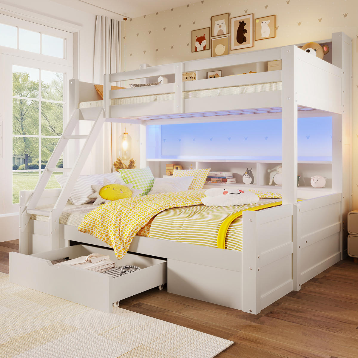 ETAGENBETT Etagenbett mit Schublade Weiß - Weiß, Holz (90/200cm) - ComfortXL