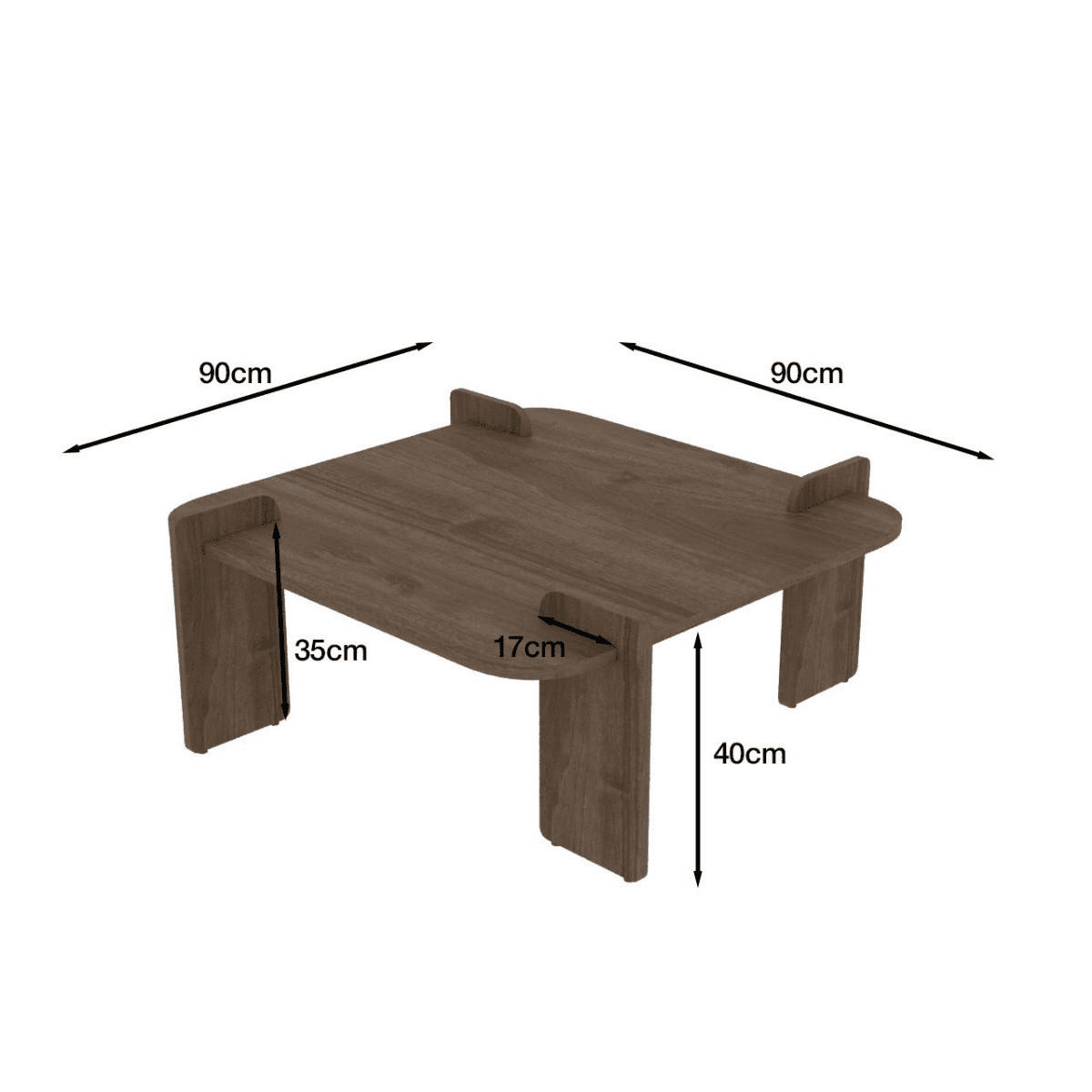 COUCHTISCH mit quadratischer platte 90/90/35 cm - Naturfarben, Holzwerkstoff (90/90/35cm) - Calicosy