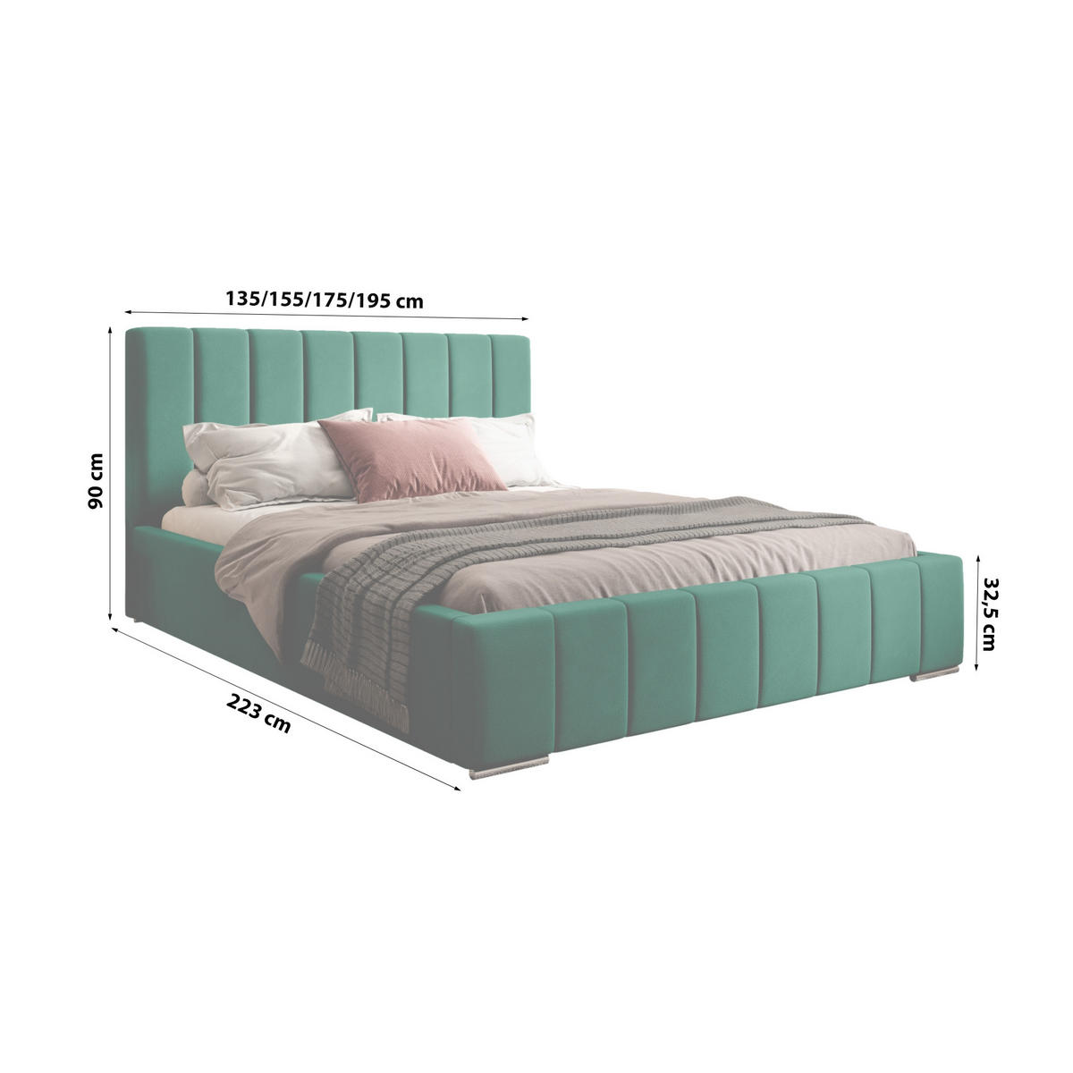 POSTERBETT Doppelbett Ambrus Dunkelgrün 180x200 cm - Dunkelgrün, Textil (180/200cm) - Fedve