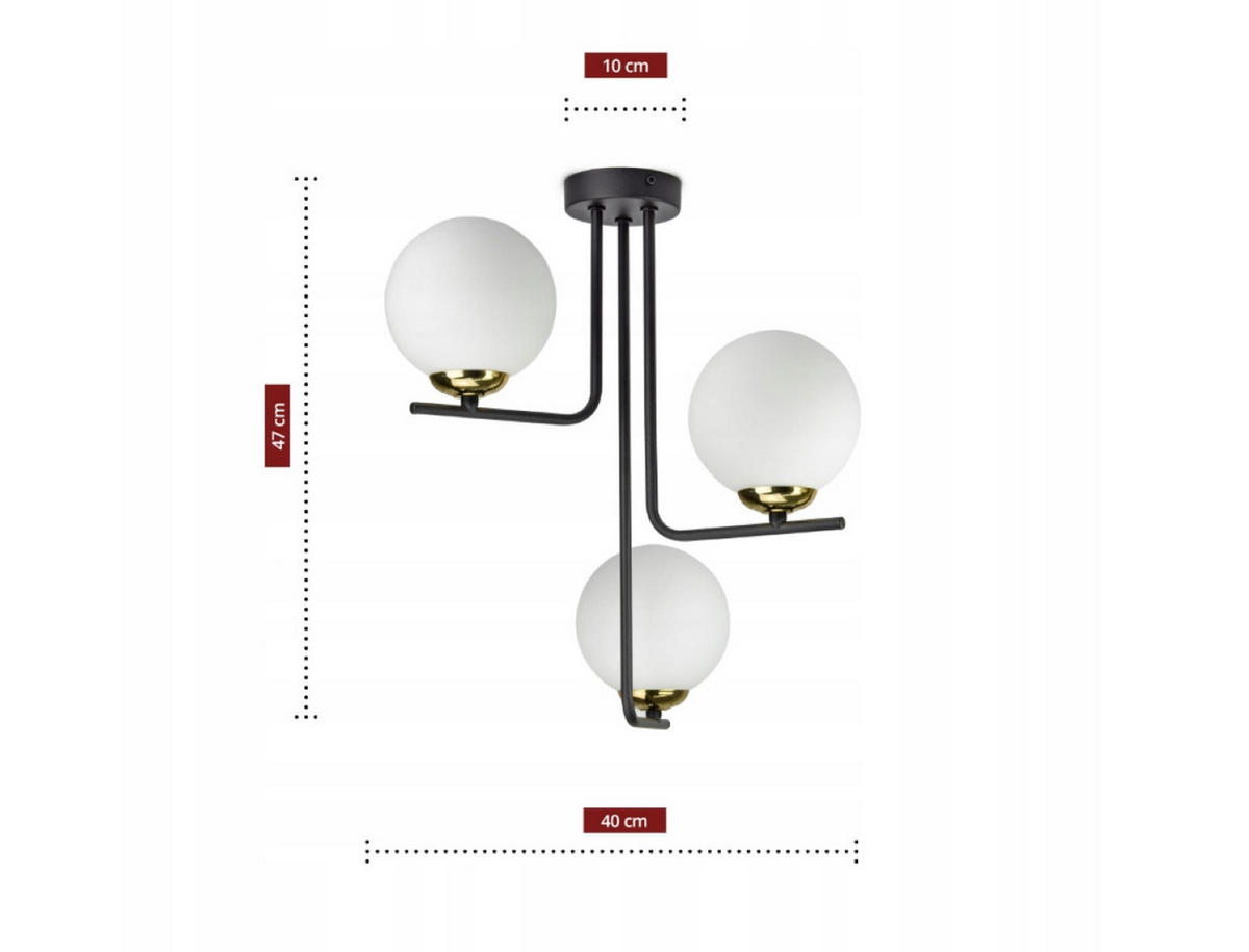 DECKENLEUCHTE Milano Glas - Goldfarben/Schwarz, Glas/Metall (40/40/47cm) - kiki design