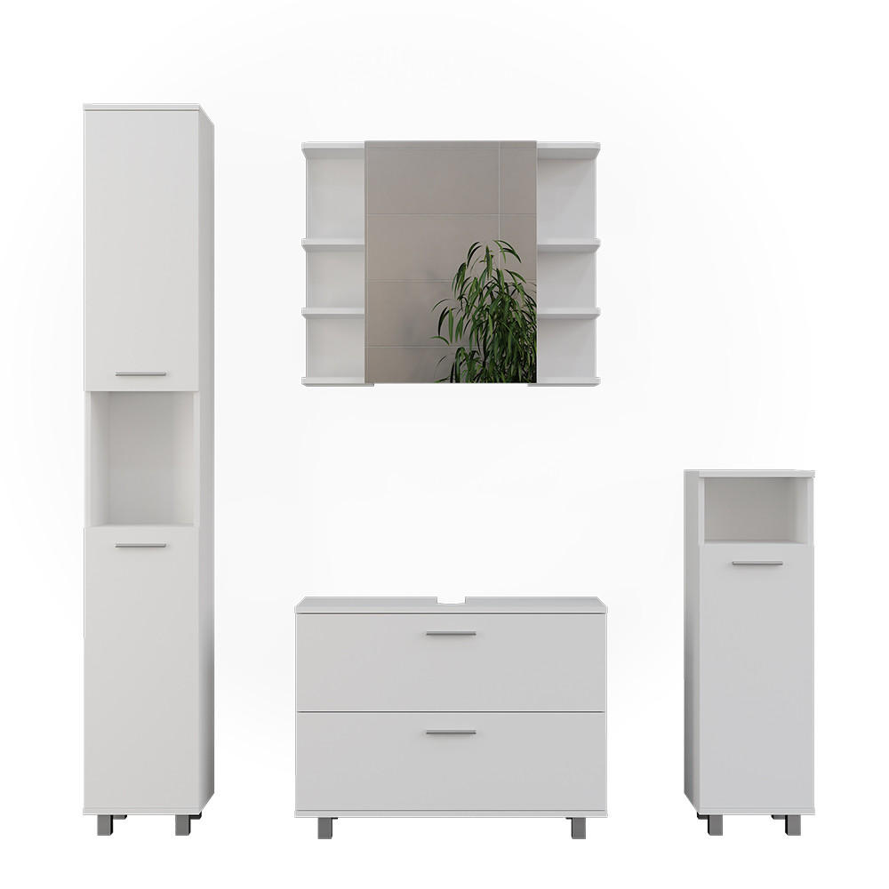 BADRUMSMÖBELSET Ilias Vit 4 delar 60.8/80.2/33 cm
