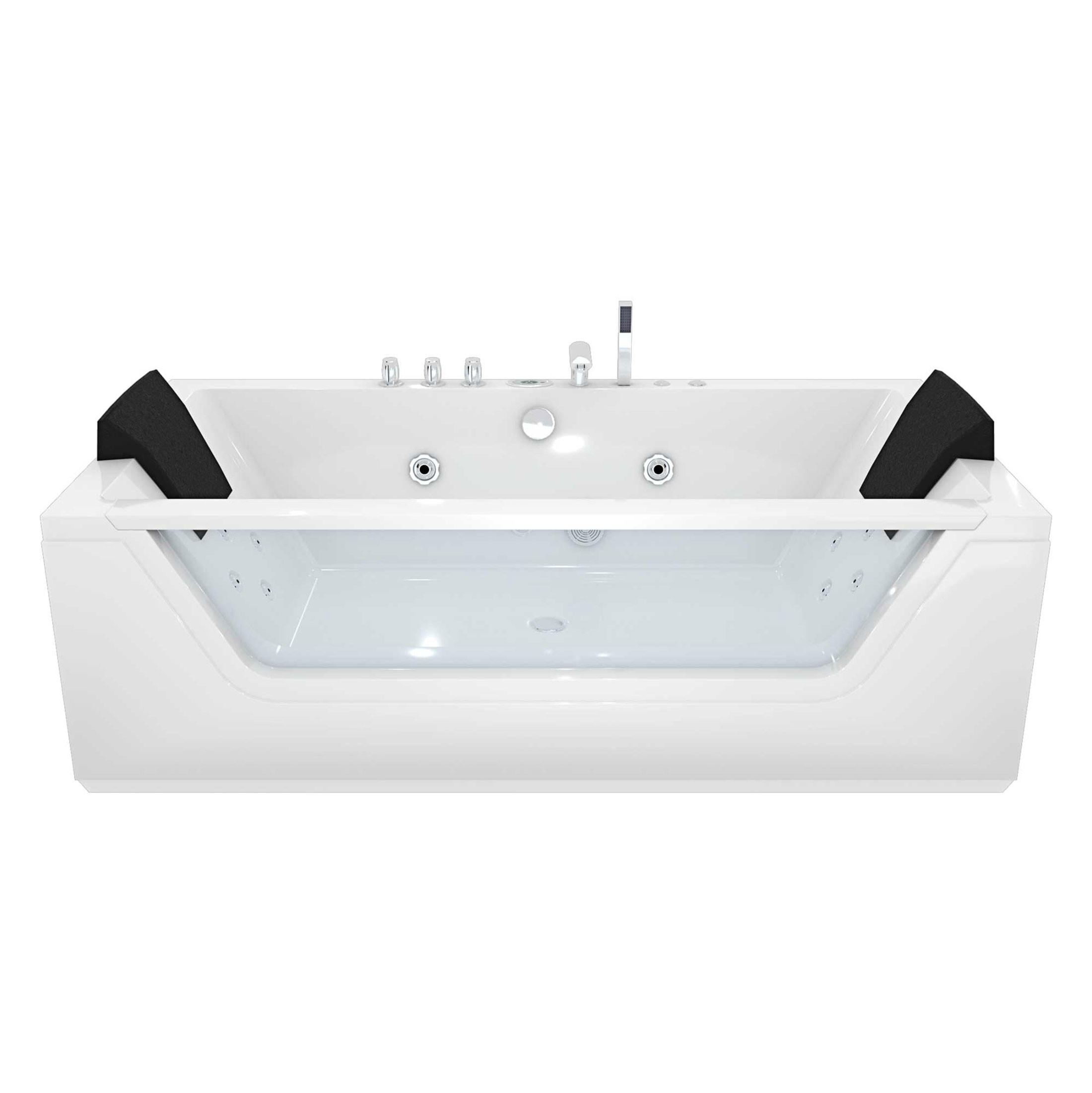 WHIRLPOOL Pool Badewanne Wanne W83R-TH-B - Weiß, Glas/Kunststoff (90/55/180cm) - AcquaVapore by Sandra Jentho