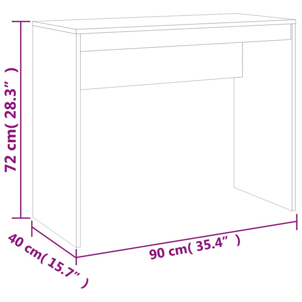 SCHREIBTISCH Modern 90/40/72 cm aus Holzwerkstoff Betongrau - Hellgrau/Grau, Holz (40/90/72cm) - vidaXL
