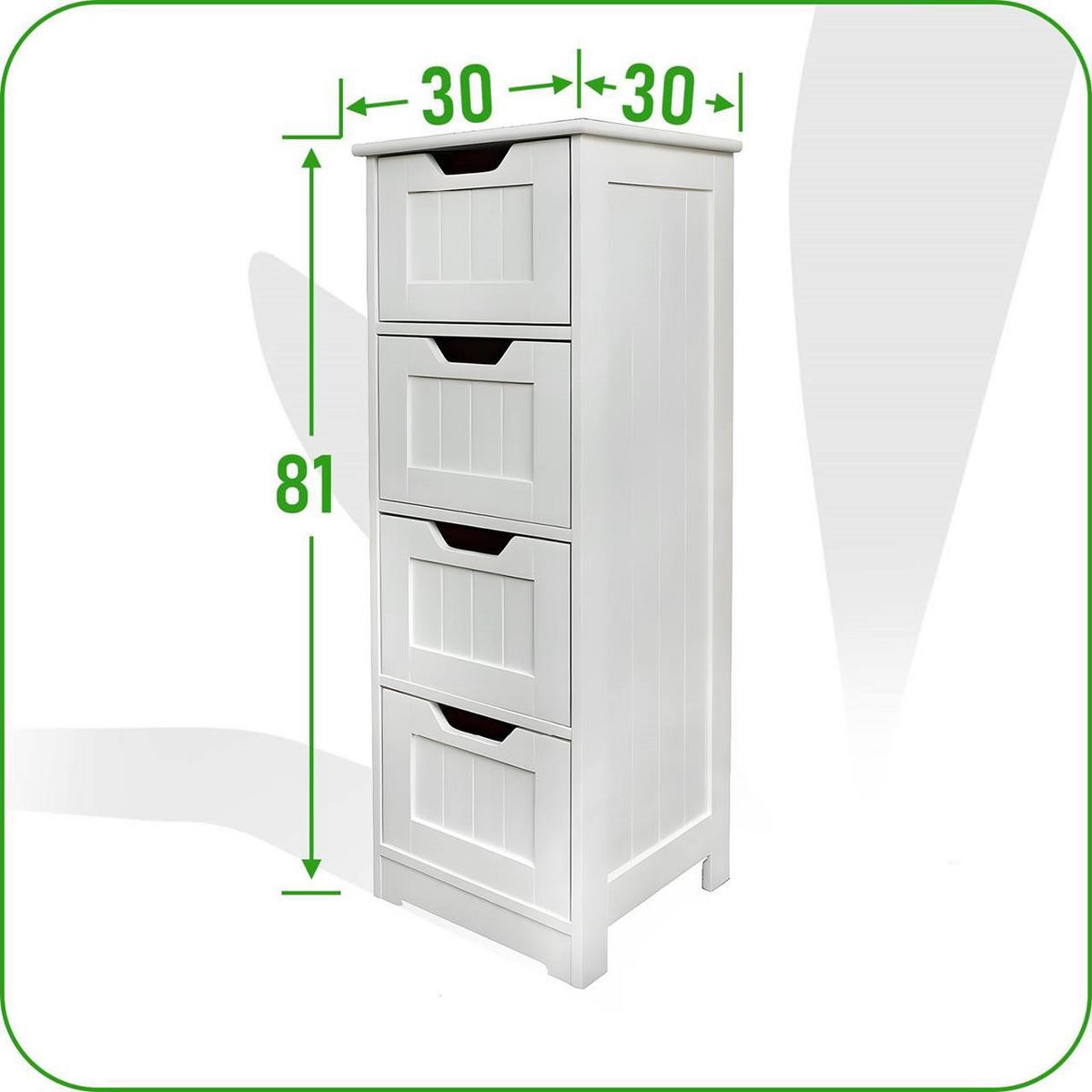 BADEZIMMERSCHRANK MDF Weiß 4 Schubladen 30x30x81 cm - Weiß, Holzwerkstoff (30/81/30cm) - Begryf