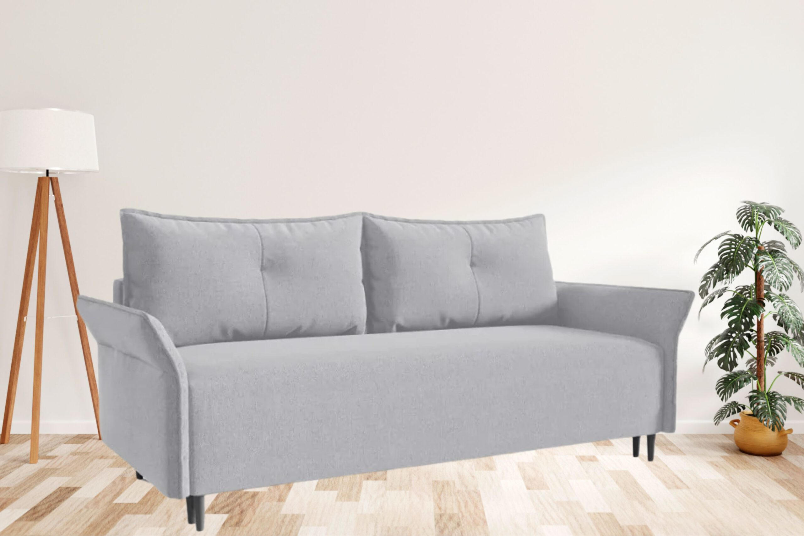 SCHLAFSOFA Ashton, Sofa mit Schlaffunktion und Bettkasten, Farbe: Grau, Veloursstoff - Grau, Textil (235/100/86cm) - Sepro Meble