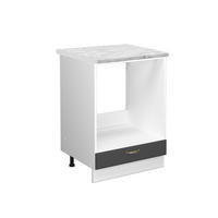 HERDUMBAUSCHRANK Fame-Line Anthrazit-Gold 60 cm, AP Marmor - Anthrazit/Weiß, Holzwerkstoff (60/82/60cm) - Vicco