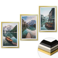 WANDBILDER 3er Set - 40x60 cm Goldrahmen - See, Berge, Boote, Ferienhaus - Goldfarben, Kunststoff (40/60cm) - ArtPrintCave
