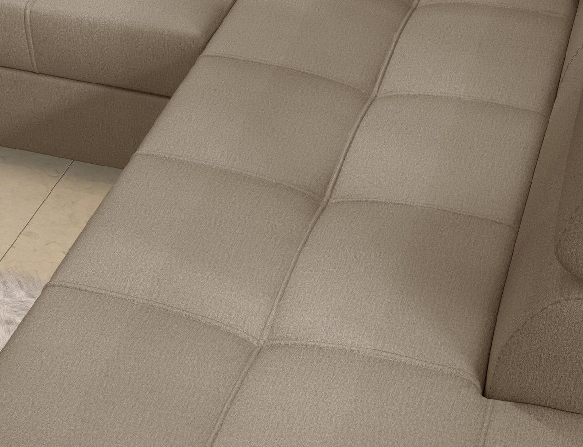 ECKSOFA mit Schlaffunktion und Bettkasten, pflegeleichter Monolith-Stoff - Chromfarben/Braun, Textil/Metall (275/202cm) - Eltap