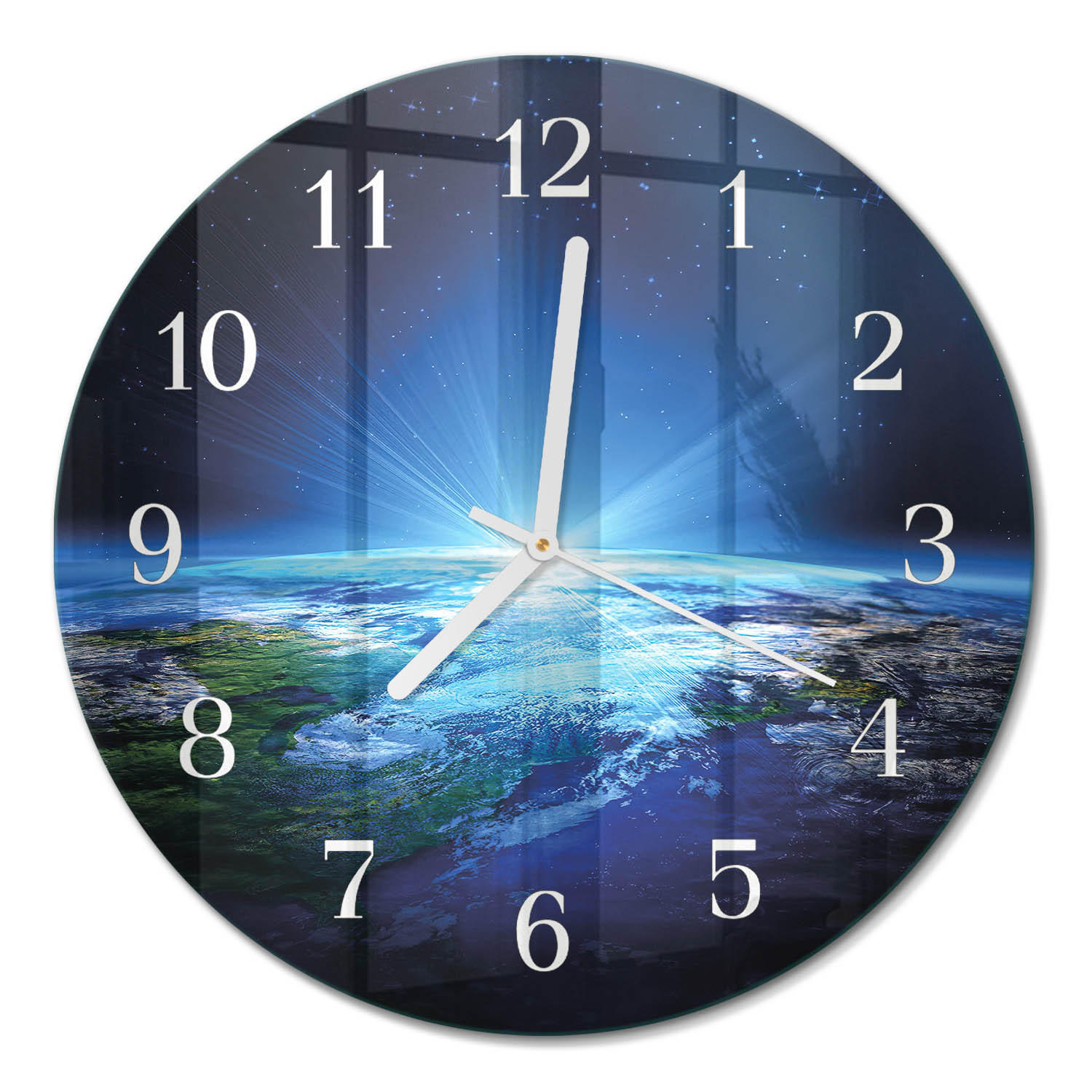WANDUHR fi30 cm - Das Universum der Erde - Blau, Glas (30/30/0.4cm) - TULUP