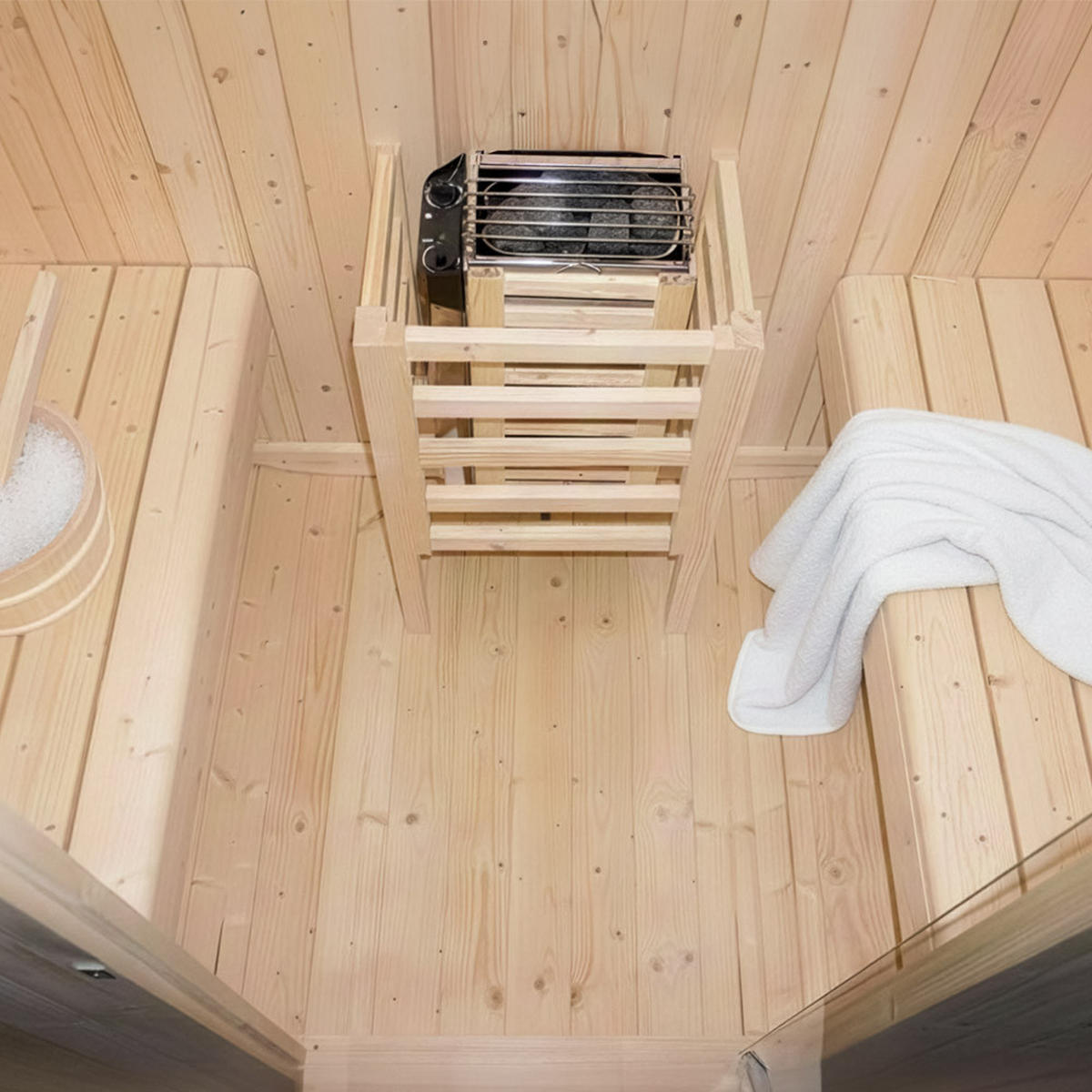 OUTDOOR SAUNA CUBE M - M - Braun, Holz (192.8/194/120cm) - Home Deluxe