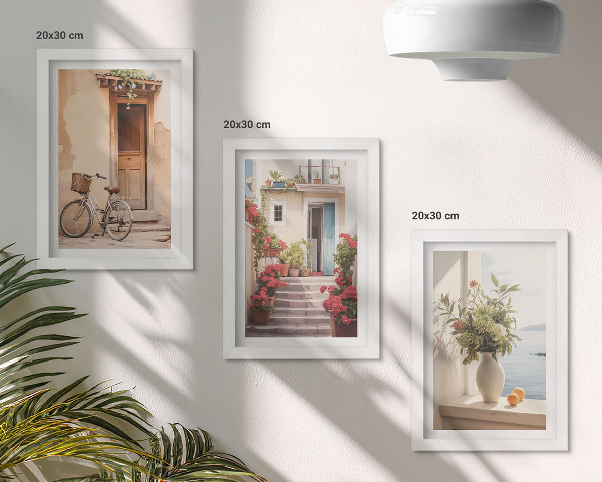 WANDBILDER 3er-Set - 20x30 cm Weißer Rahmen - Charmante Küstenstraßen - Weiß, Kunststoff (20/30cm) - ArtPrintCave