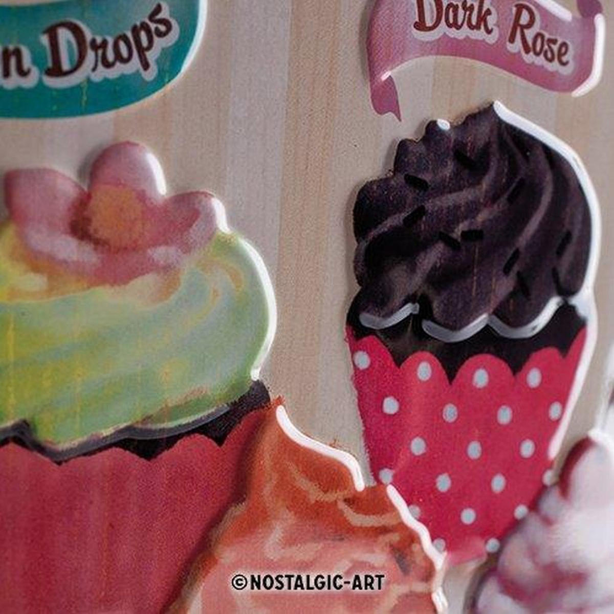 BLECHSCHILD 30/40 cm Home & Country Fairy Cakes Cup Cakes - Multicolor, Metall (30/40/0.2cm) - Nostalgic-Art