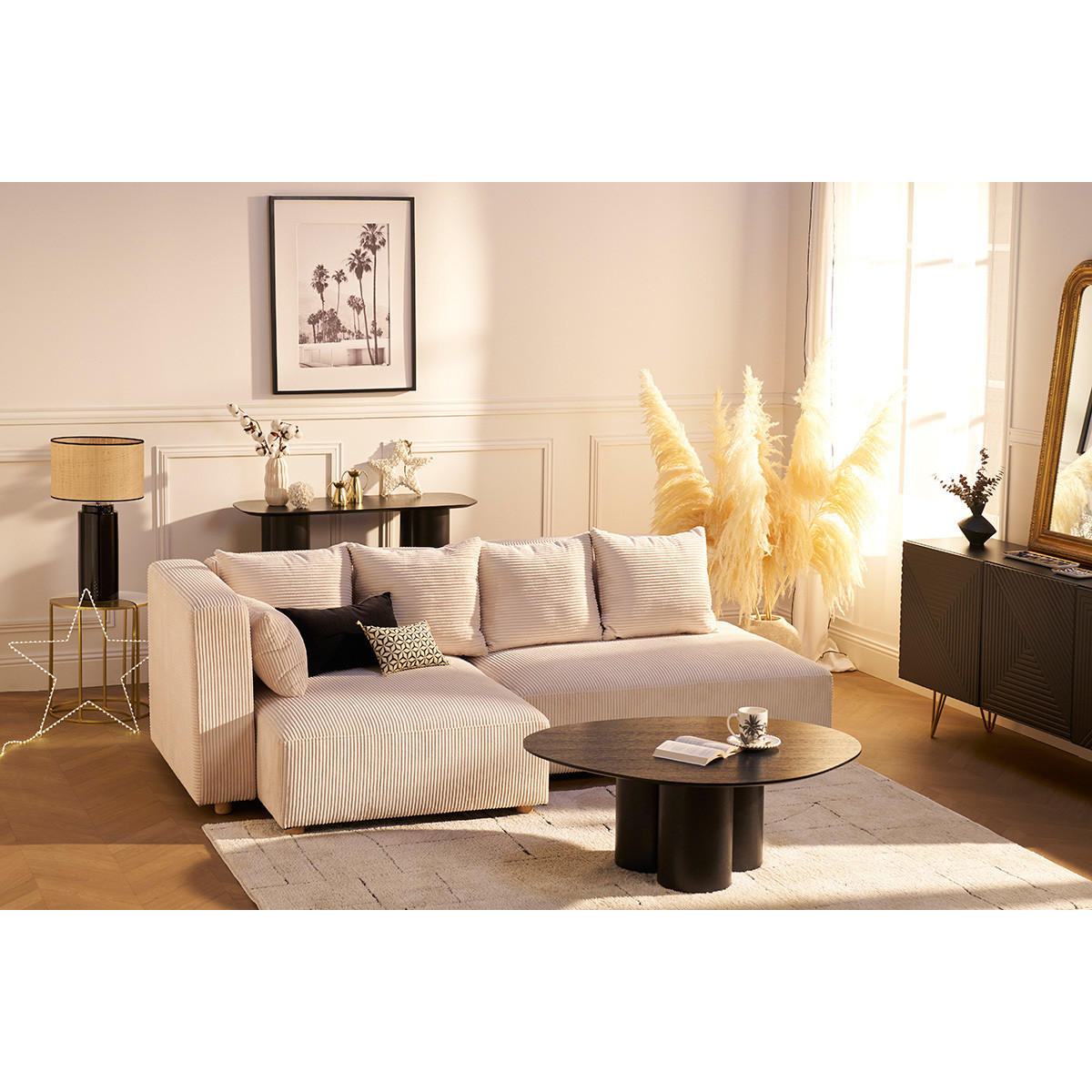 COUCHTISCH Schwarzes Holz B100 cm HOLLEN - Schwarz, Holz (100/78/37.3cm) - Miliboo