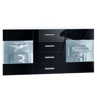 SIDEBOARD Carlos Schwarz Hochglanz - Schwarz Hochglanz, Holzwerkstoff (139/72/35cm) - Vladon