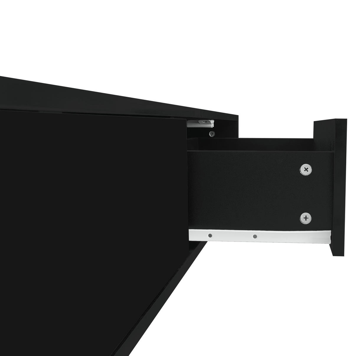 KONFERENČNÍ stolek, 115/55/34 cm černý, s LED osvětlením a 2 zásuvkami - černá, kompozitní dřevo (115/55/34cm) - BEAOK