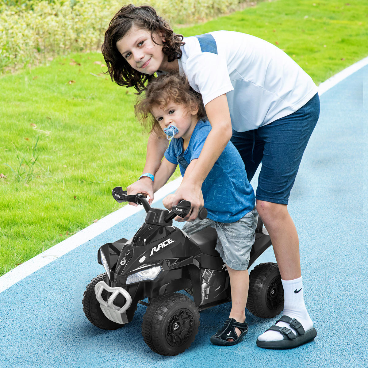 KINDERQUAD DE-16952 LED-Licht & Sound Schwarz - Schwarz, Kunststoff (67/38/44cm) - ComfortXL