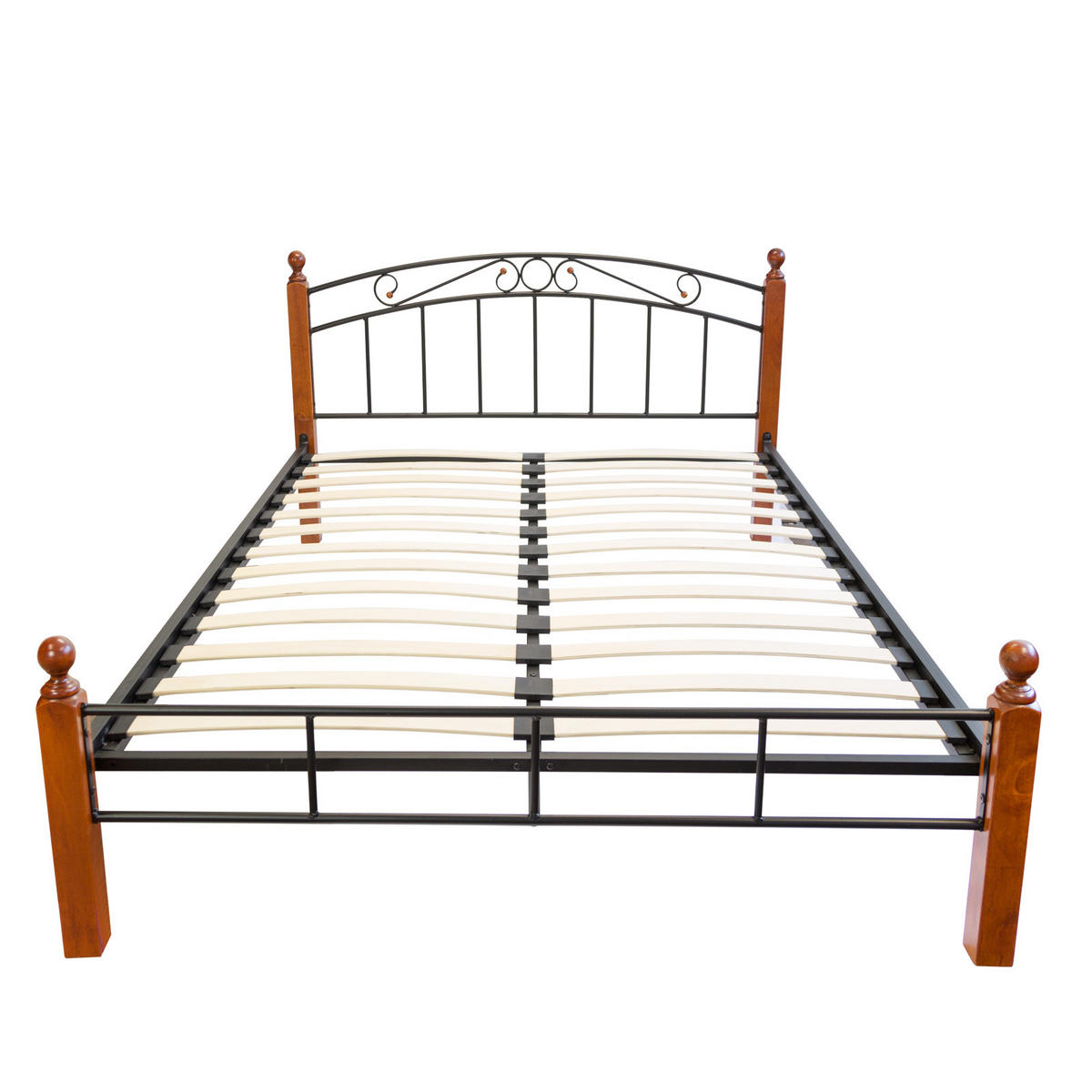 METALLBETT 140/200 cm in Schwarz Braun mit Lattenrost - Schwarz/Braun, Metall (140/200cm) - Homestyle4u