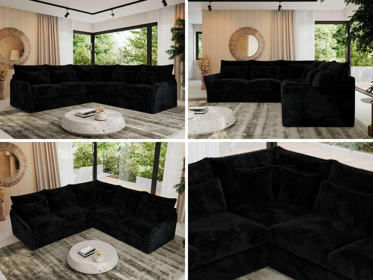 ECKSOFA VERSO L Schwarz Plüsch - Schwarz, Kunststoff/Textil (270/270cm) - MKS