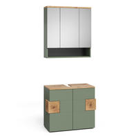 BADMÖBEL-SET Eden Grün/Artisan 2 Teile - Hellgrau/Grün, Holzwerkstoff (73/64/37cm) - Vicco