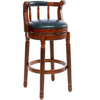 BARHOCKER drehbar mit Rückenlehne Sitzhöhe ca. 75 cm Leder Holz Blau - Blau, Holz (54.8/96/54.81cm) - Meubliv