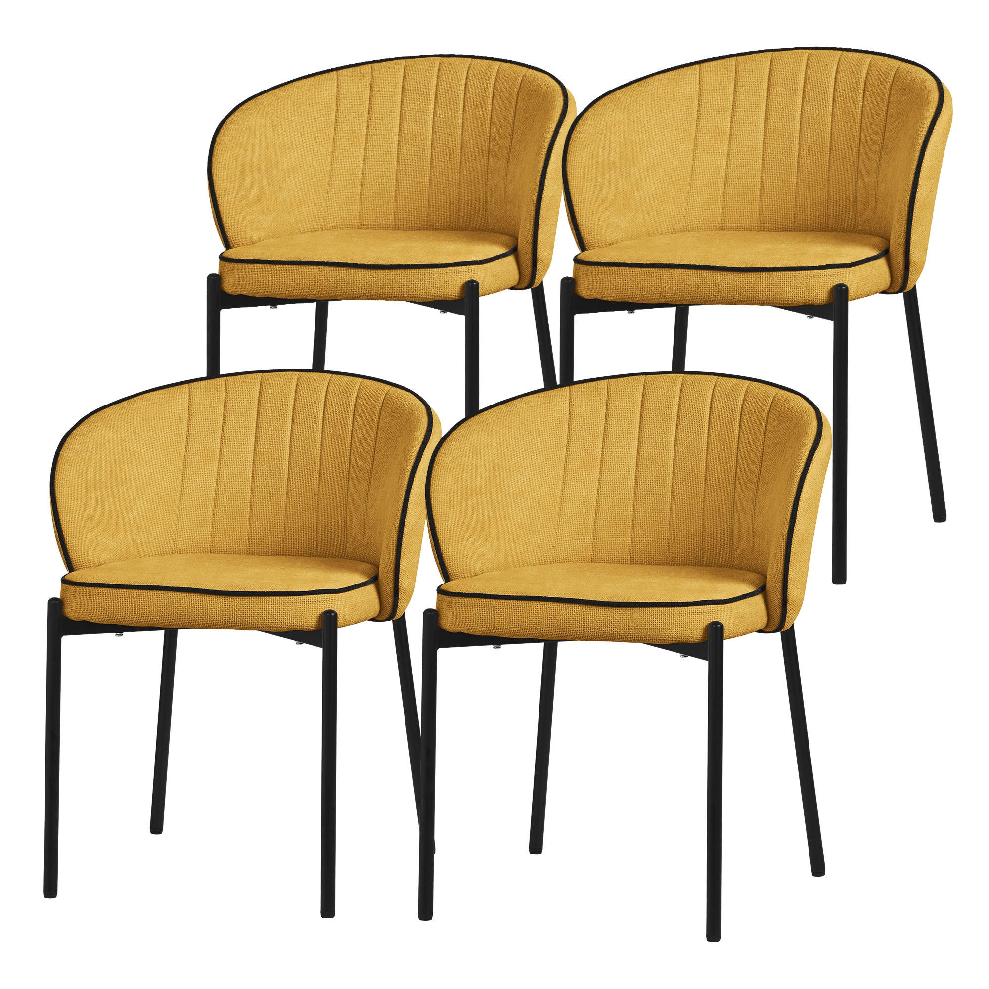 ESSZIMMERSTÜHLE 4er Set Senf - Gelb/Schwarz, Textil/Metall (60/75/59cm) - ML-DESIGN