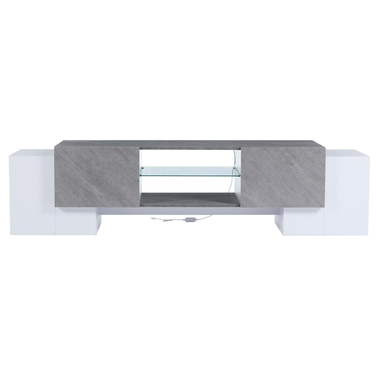 TV-ELEMENT mit LED und Stauraum 180 x 40 x 46,5 cm Weiß Grau - Weiß, Holzwerkstoff (40/46.5/180cm) - Beauniv