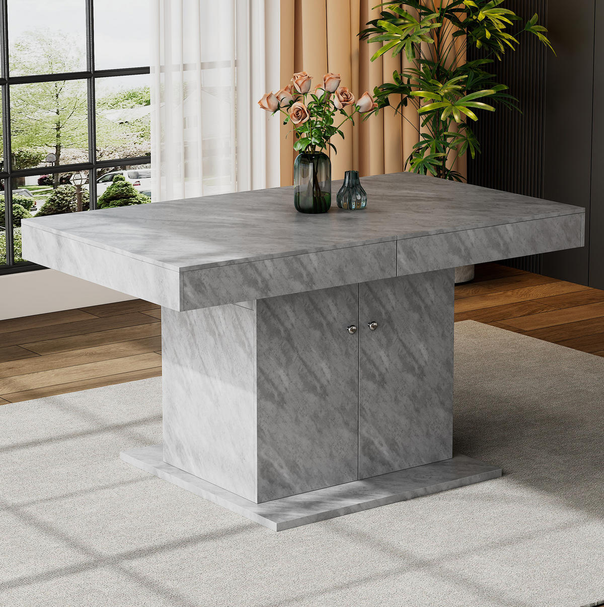 ESSTISCH ausziehbar 140/180 x 80 cm mit Stauraum Grau - Grau, Holzwerkstoff (180/80/76cm) - Meubliv