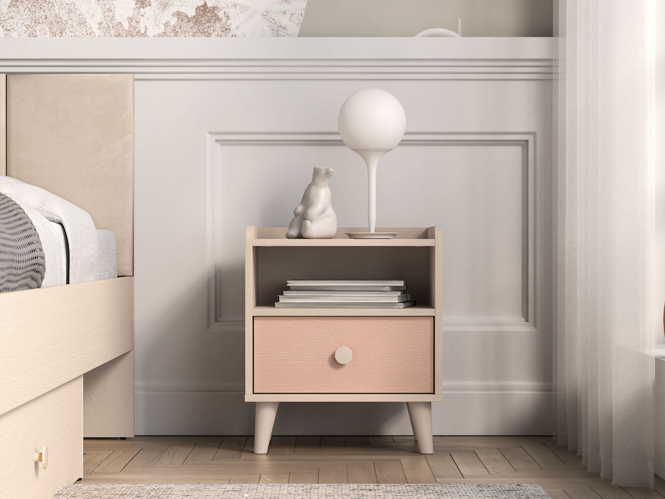 NACHTKONSOLE Mevel Wüstensand / Millennial Pink 45 / 36 / 52cm (2er-Set) - Pink/Braun, Holz/Holzwerkstoff (45/52/36cm) - Feldmann-Wohnen