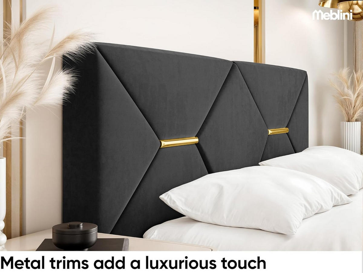 BETT LIZZY - Goldfarben/Schwarz, Holzwerkstoff (120/200cm) - Meblini