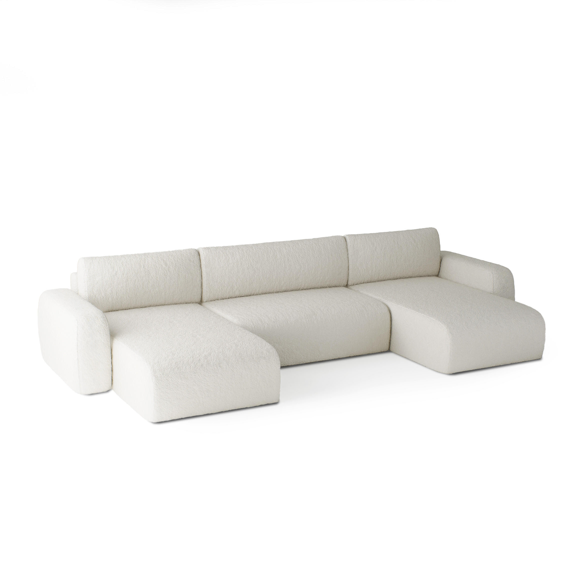 WOHNLANDSCHAFT Eckcouch Creme Varde U - Creme, Textil (185/70/398cm) - Fedve