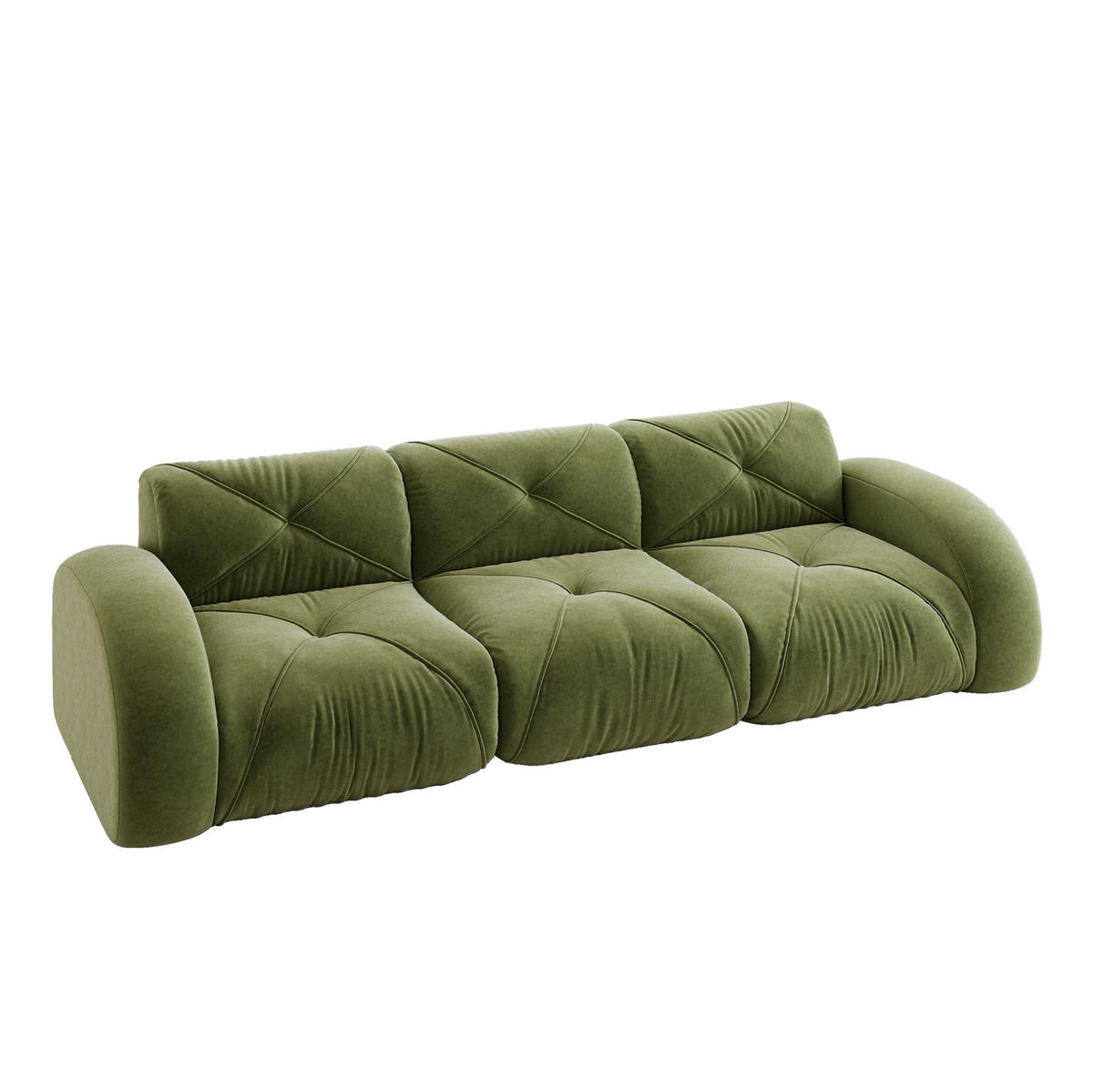 SOFA rahmenlos modular Chenille Grün - Grün, Kunststoff (95/76/281cm) - Meubliv