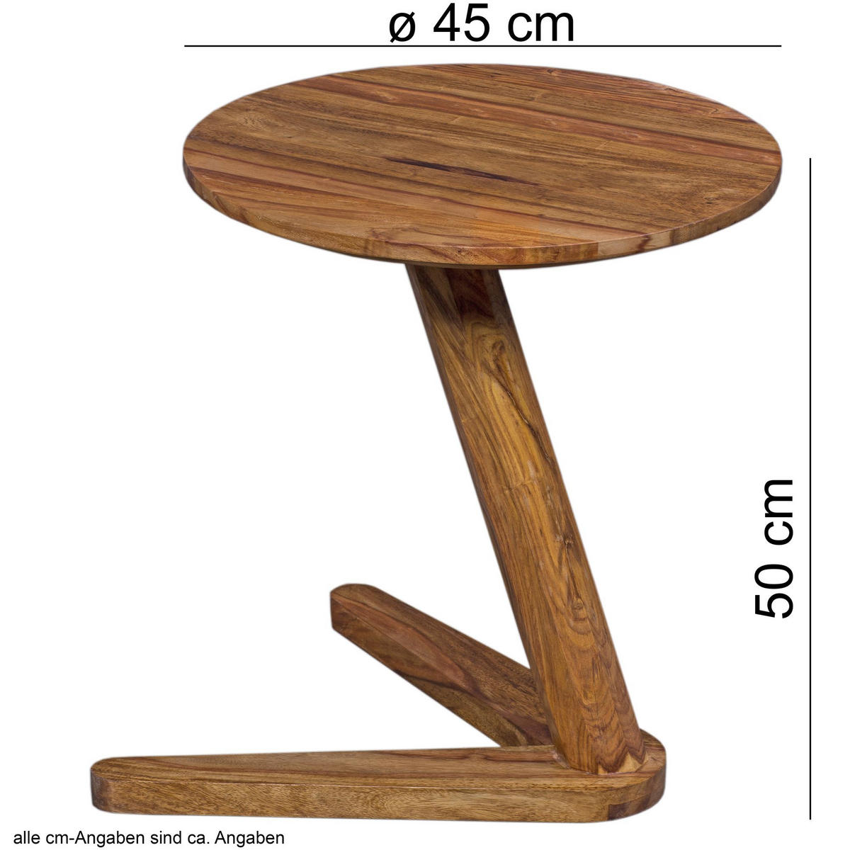 BEISTELLTISCH rund ANGELIQUE Sheesham - Sheeshamfarben, Holz (45/45/50cm) - tinkaro