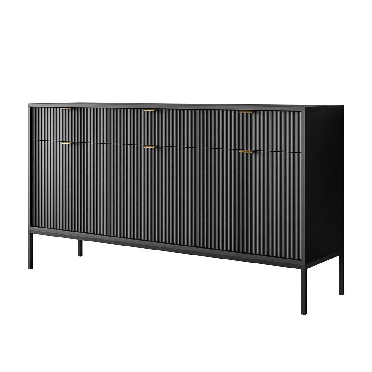 SIDEBOARD CORTADO KSZ154 MIT SCHUBLADEN 154 CM SCHWARZ - Schwarz, Holzwerkstoff (154/83/39cm) - Lookway