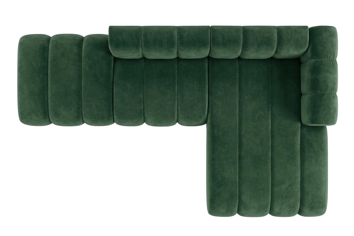 ECKSOFA Modulares In L-Form Mit Hocker, Velvet-Stoff Riviera, Grün, Rechts, GRAND Mini - Olivgrün, Holz (295/179cm) - Kaiser Möbel