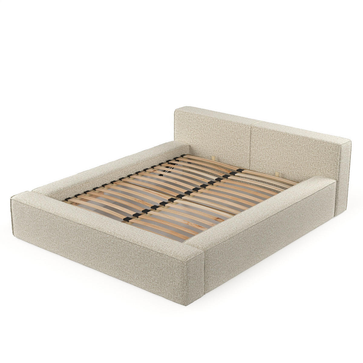 POLSTERBETT Casto mit Stauraum 140/200 cm Hellbeige im Blur Stoff - Beige/Schwarz, Holz/Holzwerkstoff (140/200cm) - AltaBeds