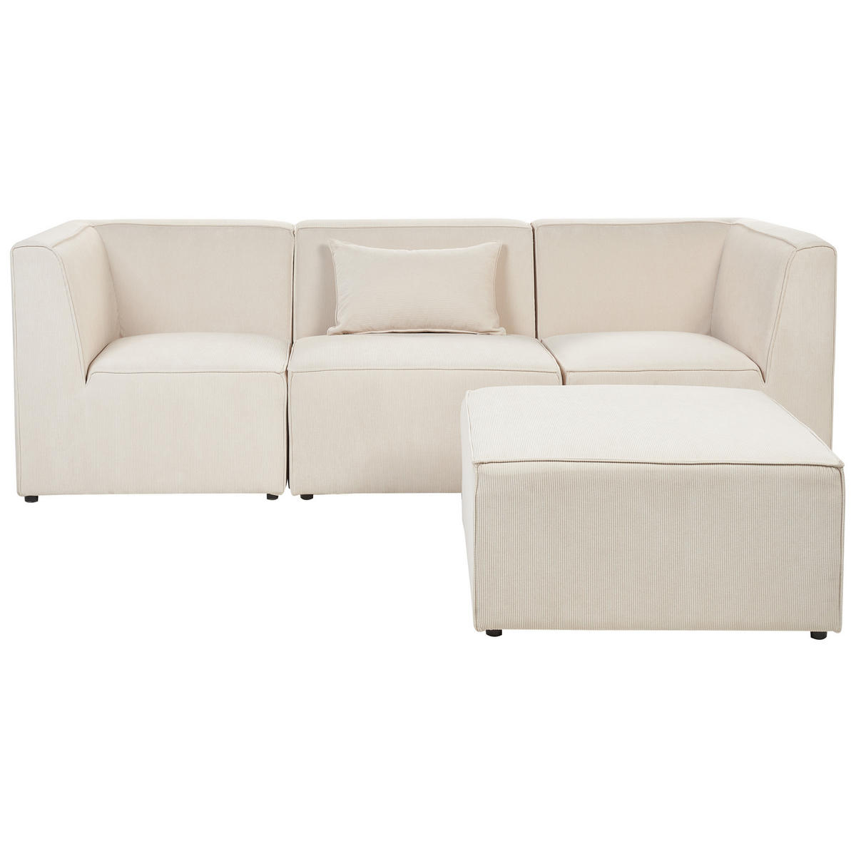 3-SITZER-SOFA Cord hellbeige mit Ottomane Lemvig - Beige, Textil (250/78/83cm) - Beliani