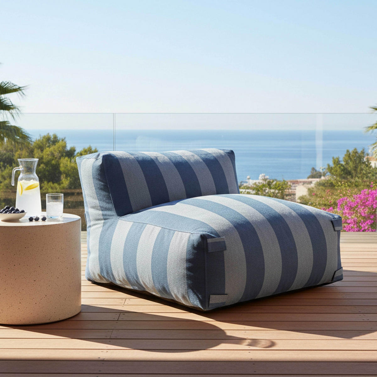 GARTENSESSEL, Pazifikblau - Blau, Textil (85/65/85cm) - Oviala