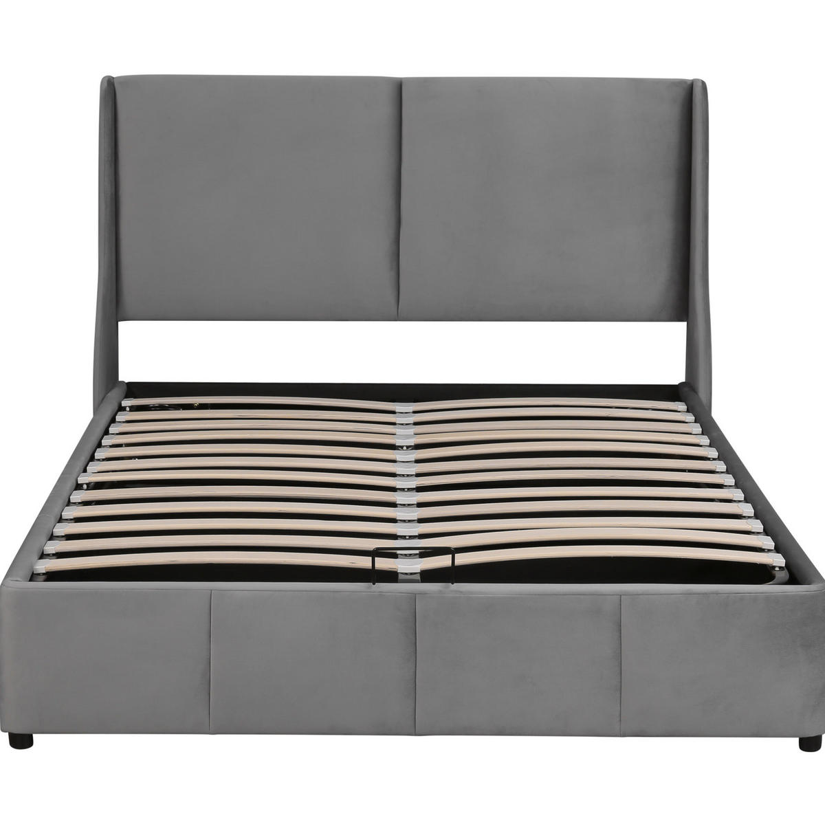 POLSTERBETT 140/200 cm mit hydraulischem Bettkasten, Samtbezug, Grau - Grau, Textil (140/200cm) - Redom