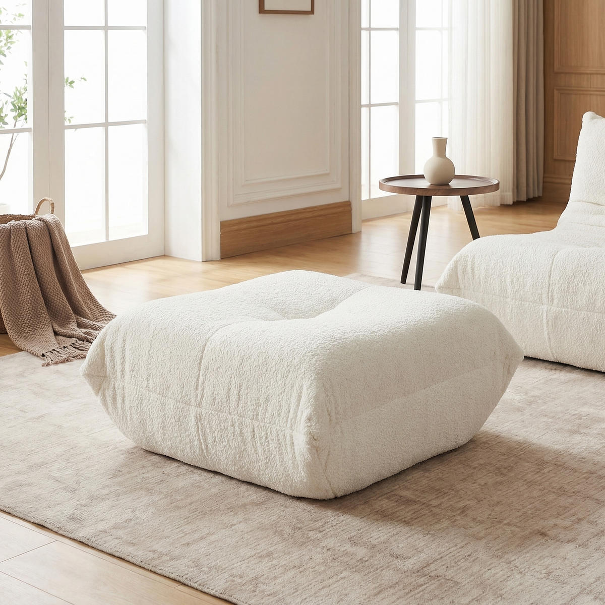 SITZSACK Chenille Beige rutschfest - Beige, Textil (94/34/83cm) - WISHDOR