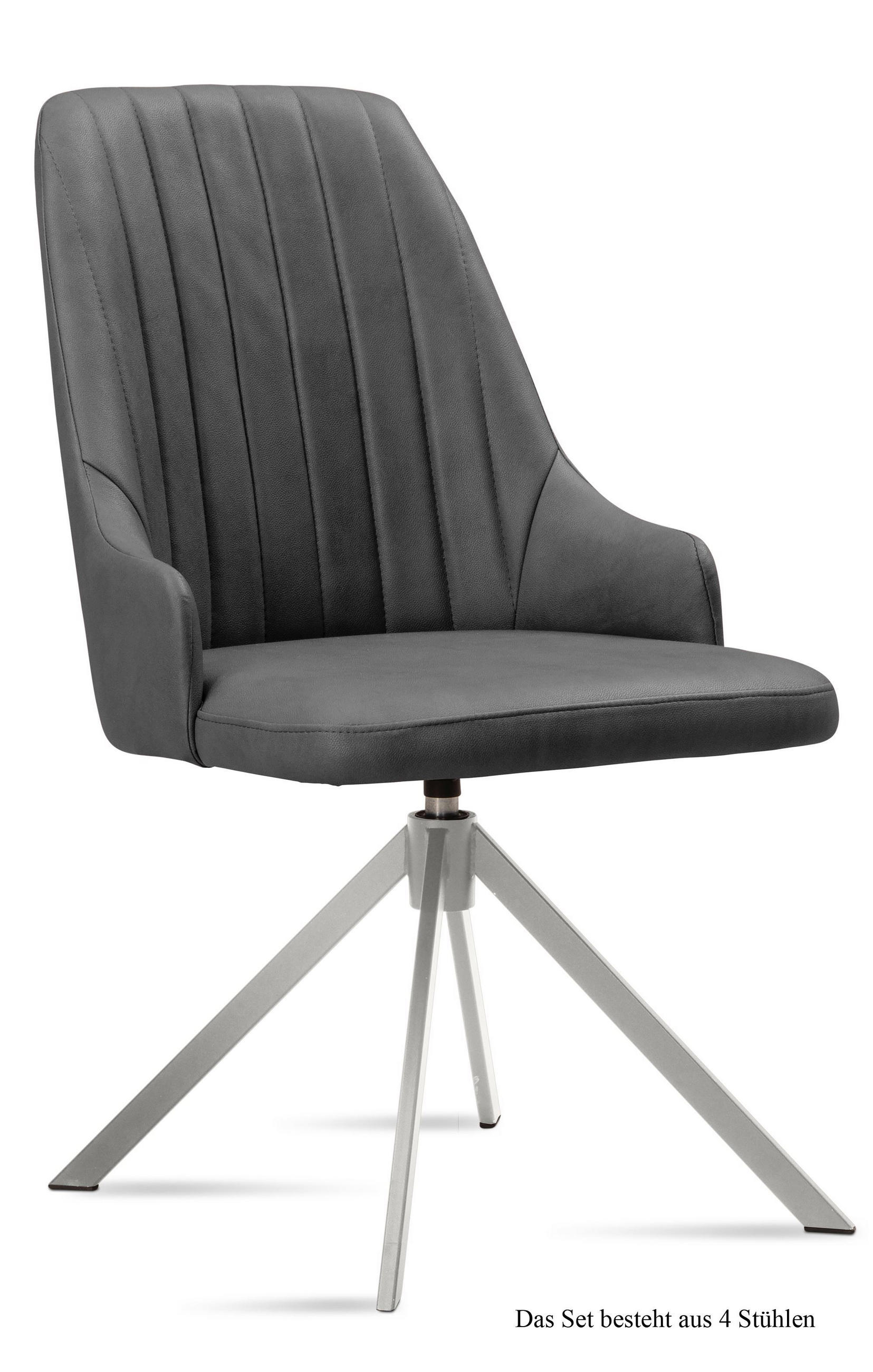 ESSZIMMERSTUHL drehbar (4er-Set) Davorka 52x91x60 Edelstahl/Grau - Edelstahlfarben/Grau, Kunststoff (60/91/52cm) - 58aufmkessel