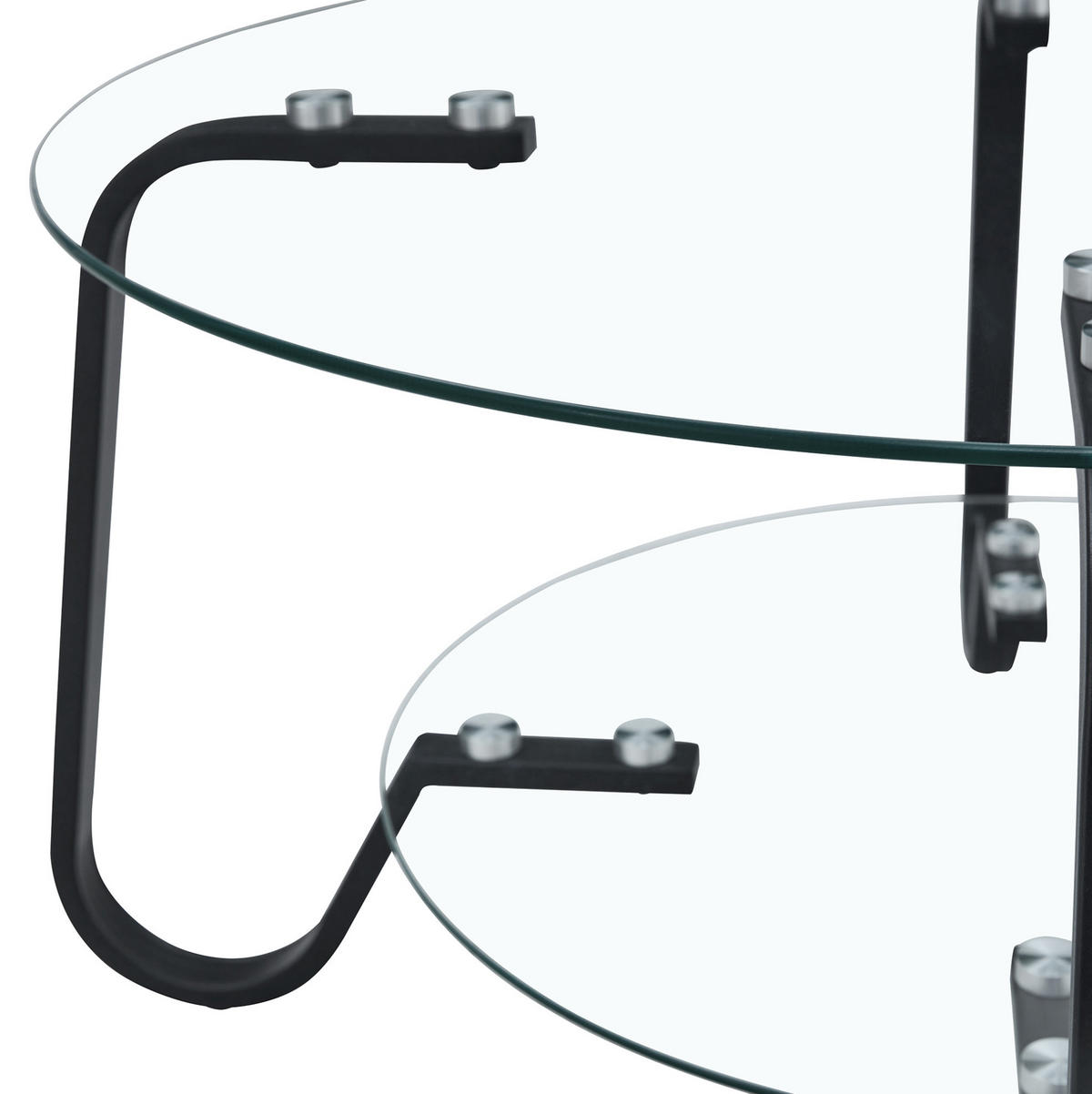 COUCHTISCH 80/80/45 cm schwarz aus Metall mit 2 Ebenen Sicherheitsglas - Schwarz, Metall (80/80/45cm) - OKWISH