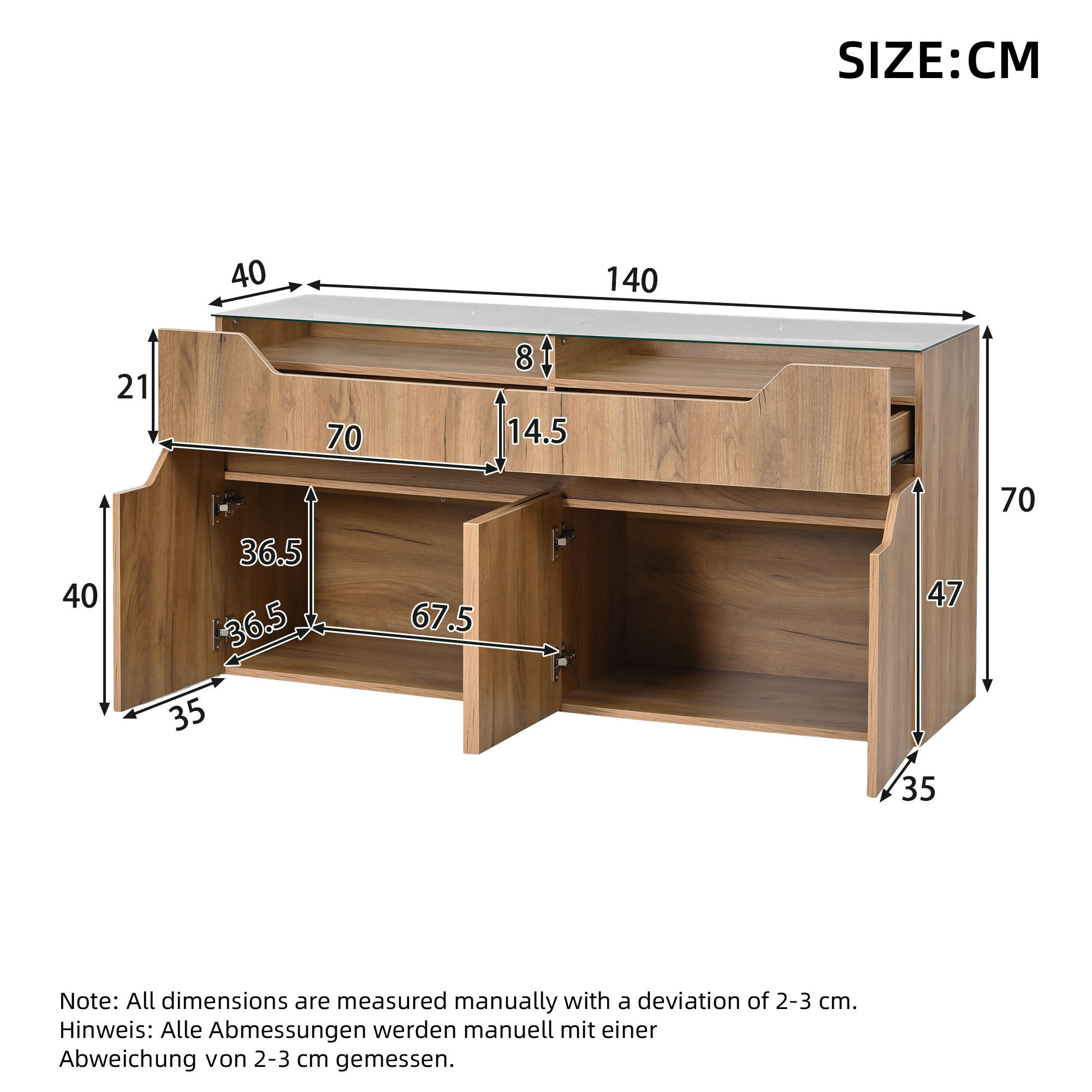 Chicfurn Sideboard Natur 140x70x40 cm