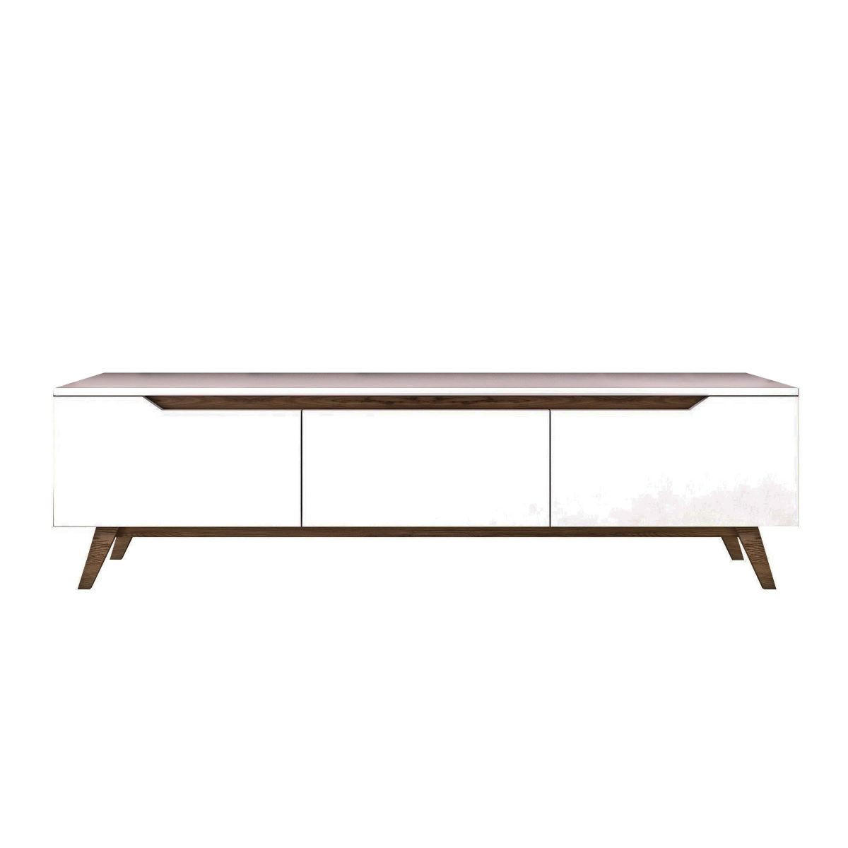 TV-MÖBEL mit 3 Türen weiß - L180 cm - Weiß, Holzwerkstoff (35/48.6/180cm) - Calicosy